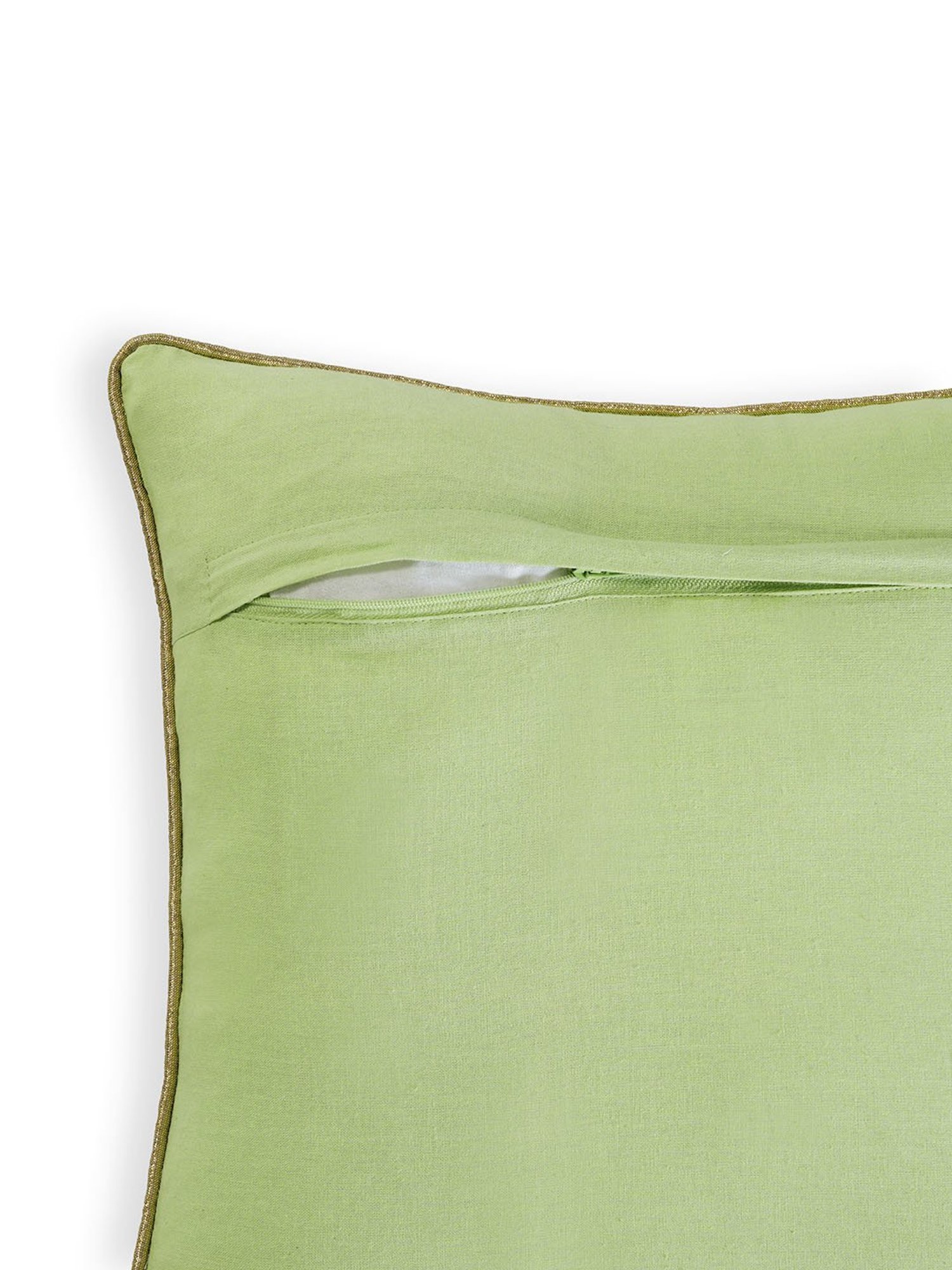 Pure Home and Living Green Cotton Embroidery Cushion Cover