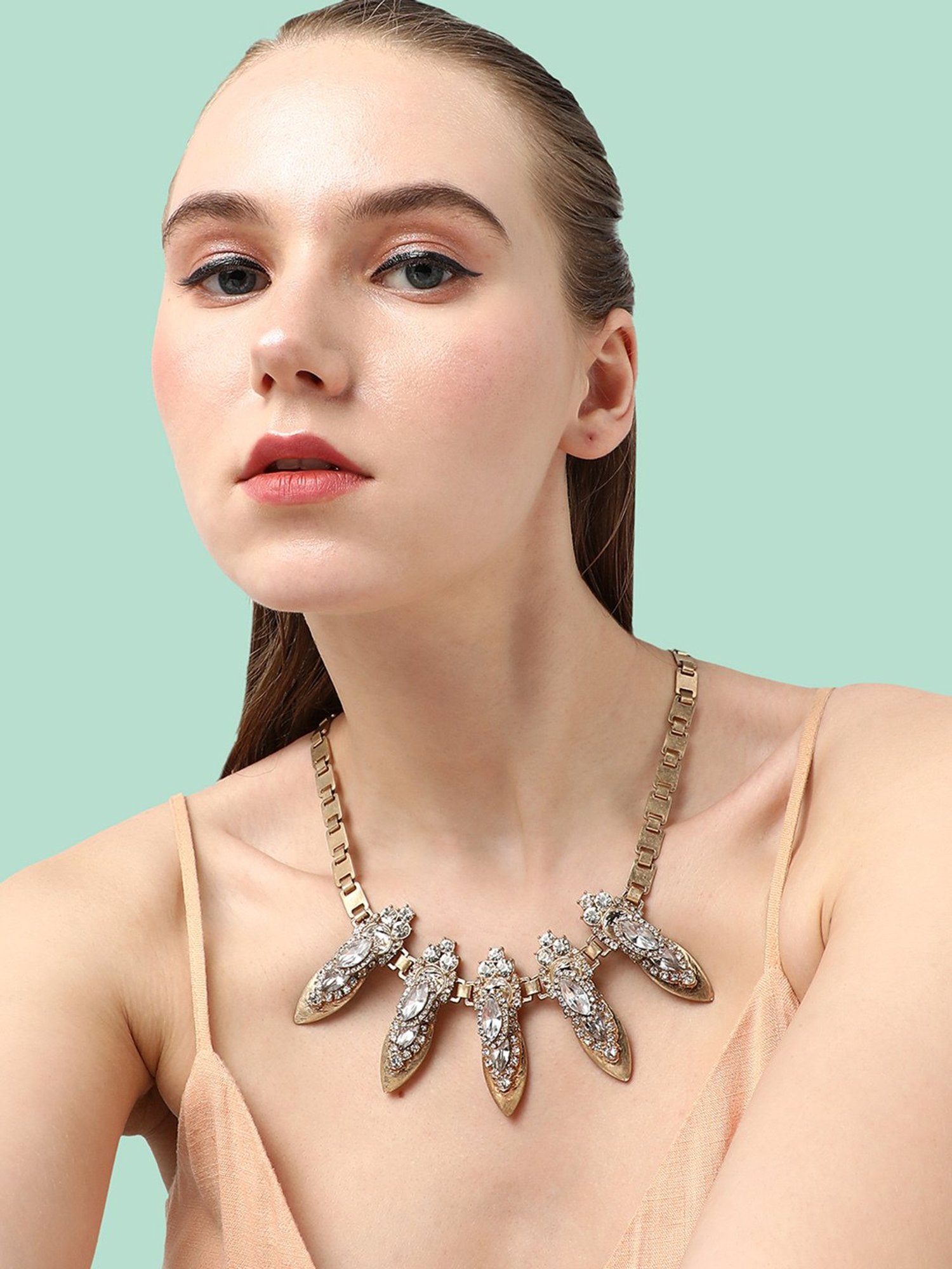 SOHI Gold Plated Designer Stone Necklace For Women