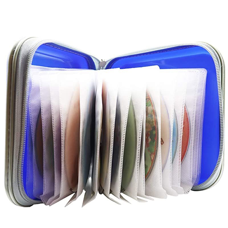 CD Case 40 Capacity DVD Storage DVD Case Holder VCD Wallet Organizer Protective Hard Plastic Portable Case Blue