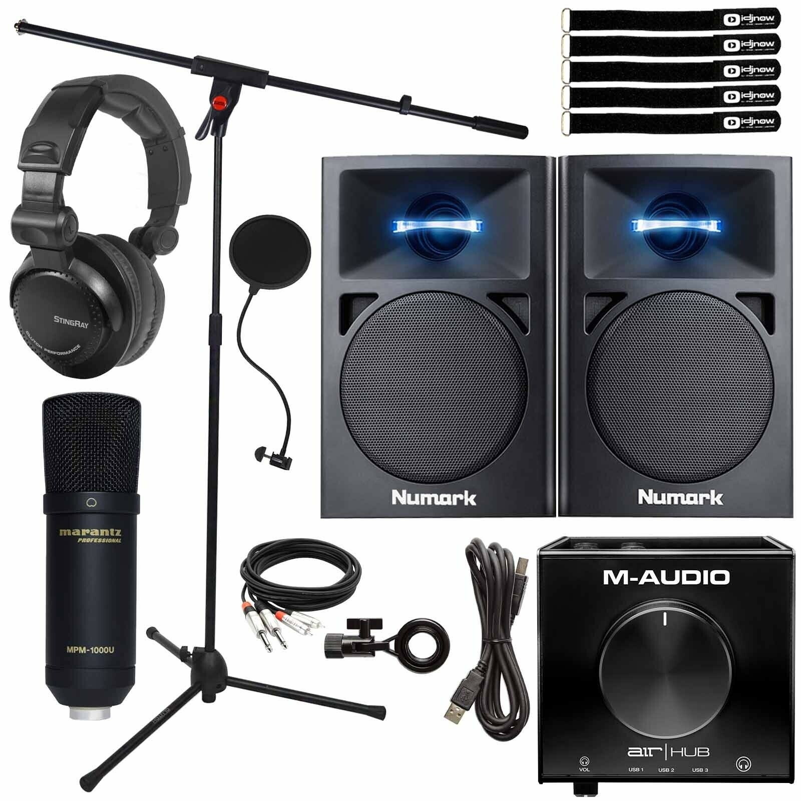 Podcast Vocal Recording Pack Monitor Speakers w USB Interface & Condenser Mic