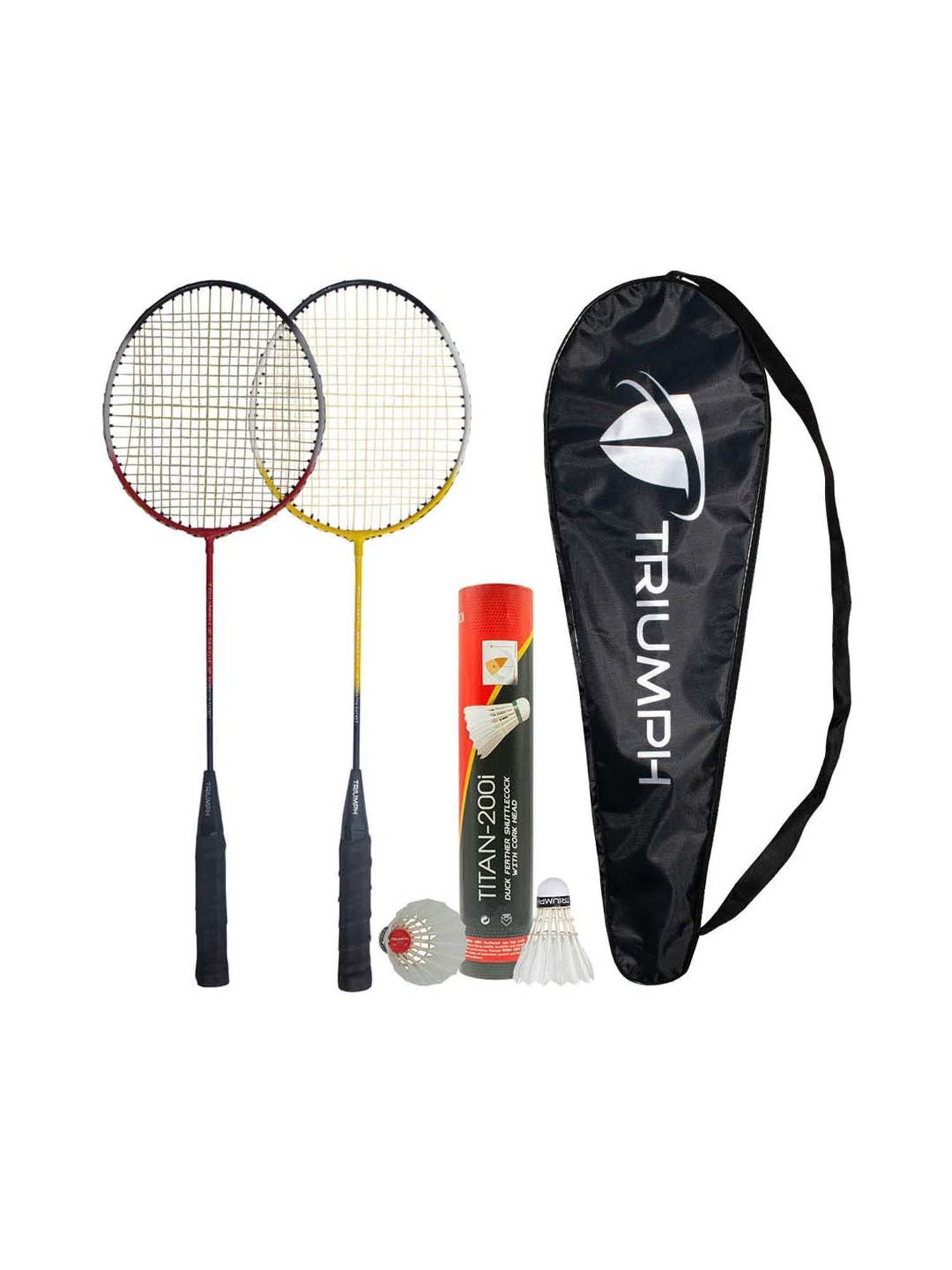 Triumph Multicolored Badminton Racquets with Shuttlecock for Adults (Set of 2)