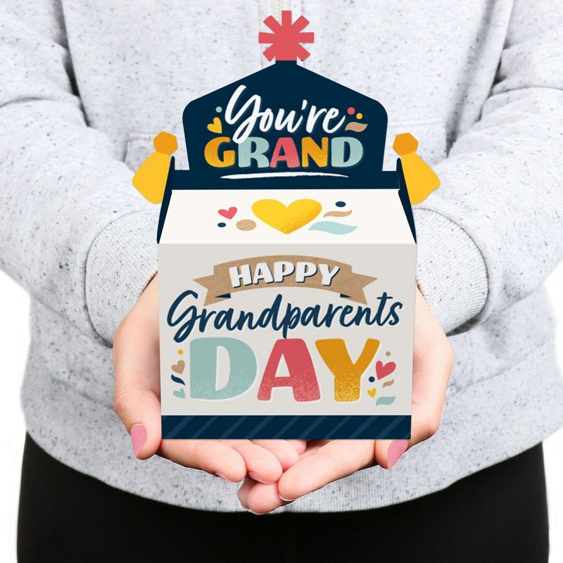 Big Dot of Happiness Adult 50th Birthday - Gold - Square Favor Gift Boxes - Birthday Party Bow Boxes - Set of 12