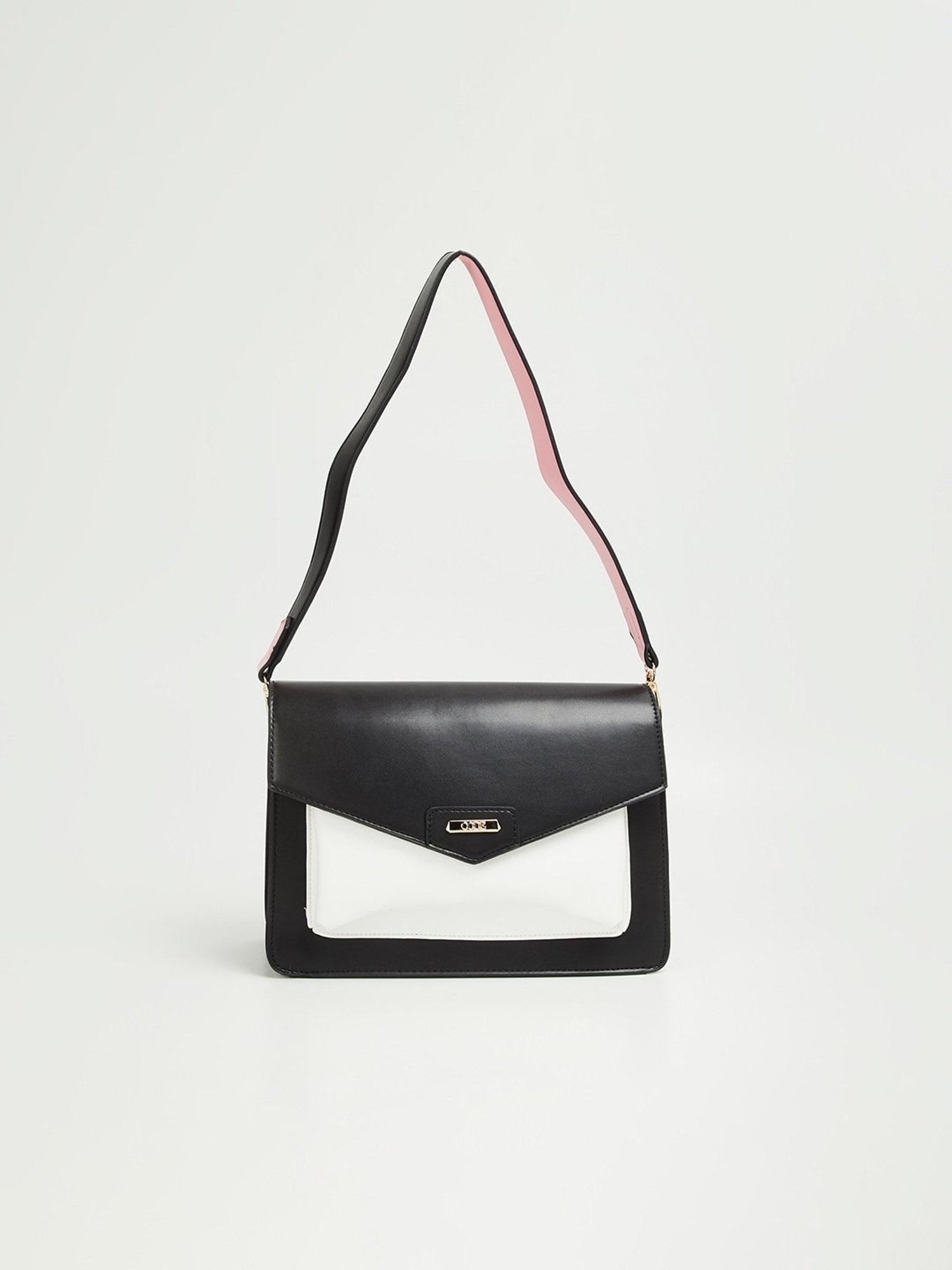 Code by Lifestyle Black & White Solid Shoulder Handbag