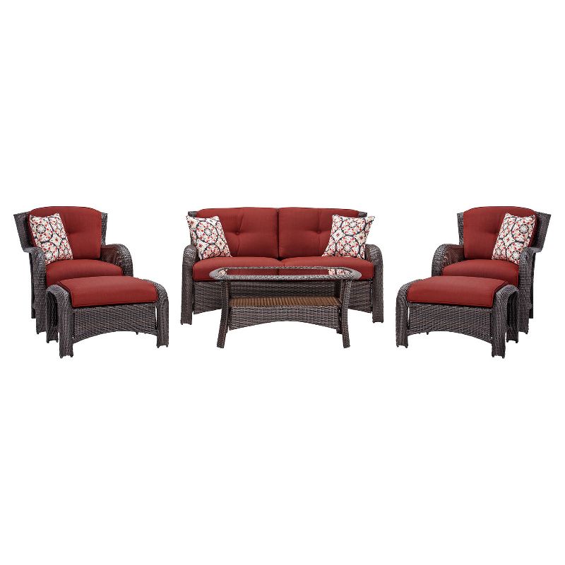 Corolla 6pc All-Weather Wicker Patio Conversation Set - Red - Cambridge