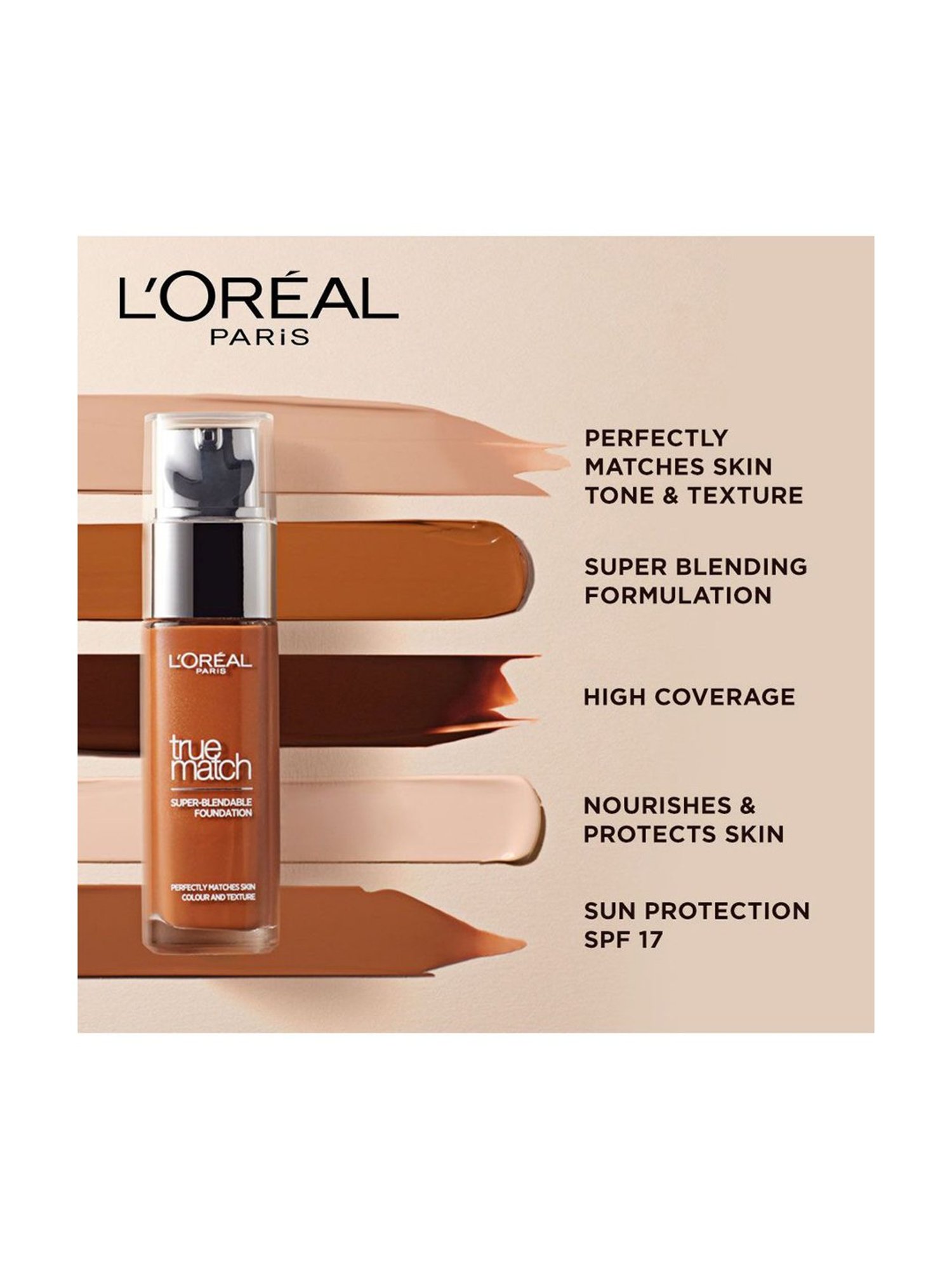 L'Oreal Paris True Match Super-Blendable Foundation - N1 Ivory, 30ml