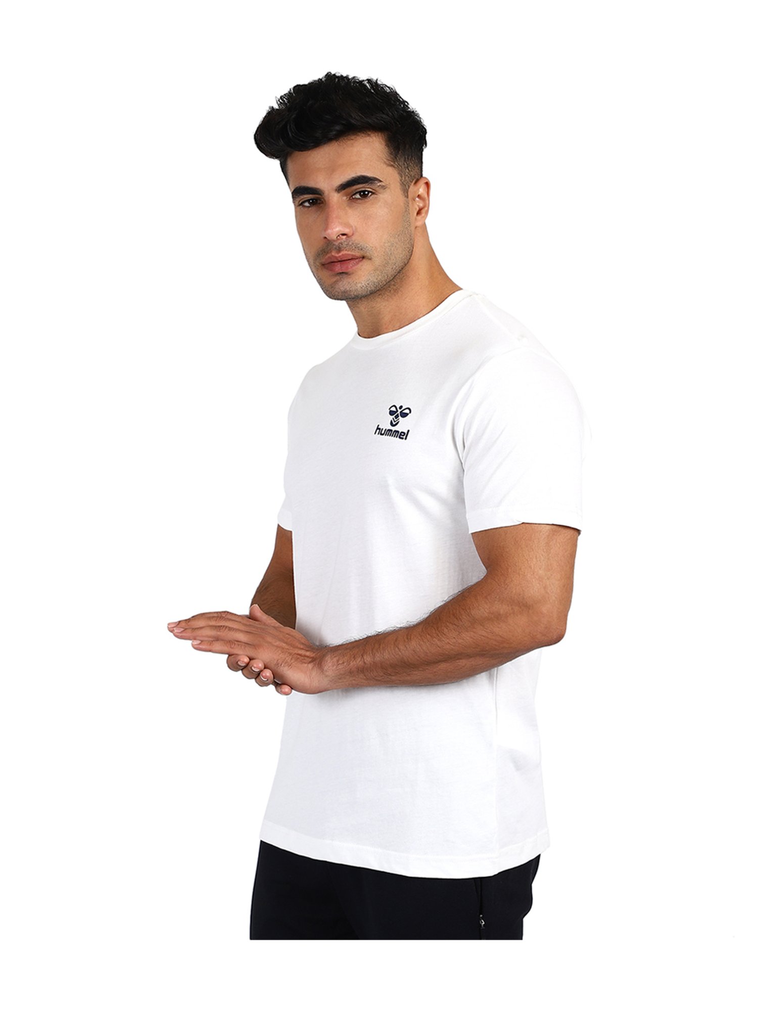 Hummel White Cotton Solid T-Shirt