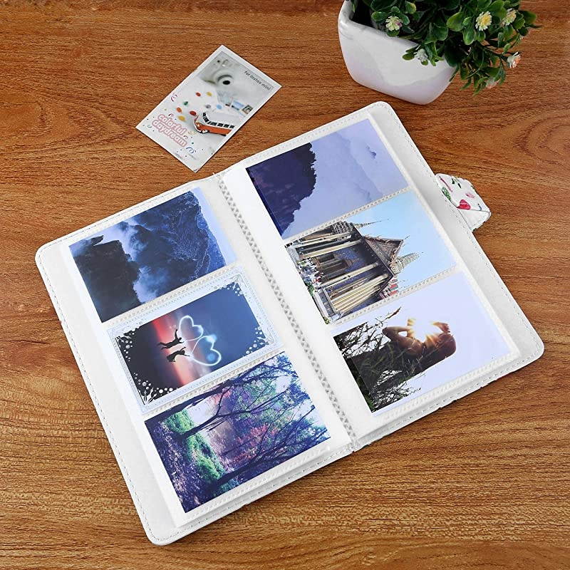 Flamingo Instax Album Set 2 PCS 96 Pockets Wallet PU Leather Photo Albums Compatible for Fujifilm Instax Mini 7S 8 8+ 9 25 26 90 Instant Camera FilmPolaroid Camera 3inch FilmWhite Pink
