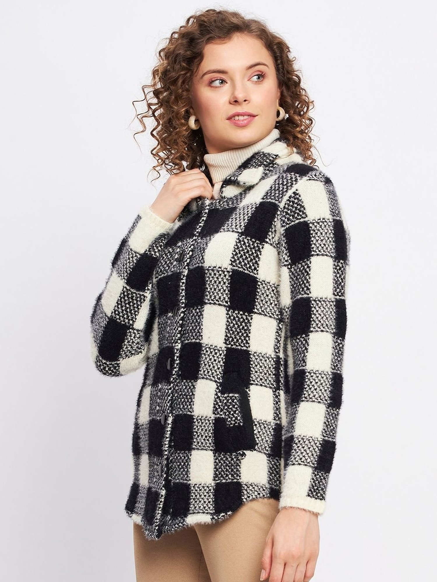 Duke Black & White Chequered Cardigan