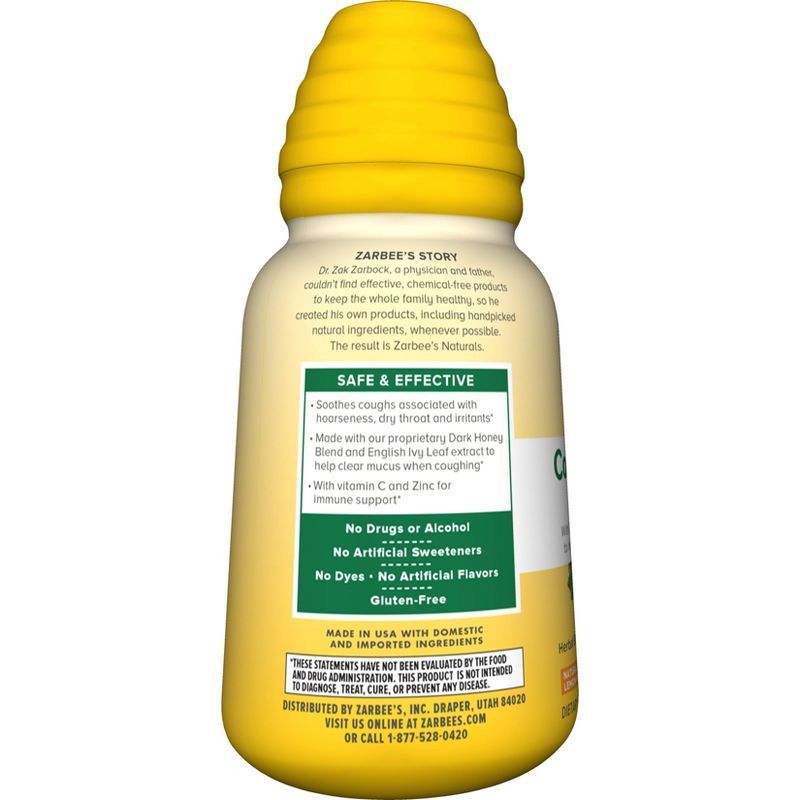Zarbee's Naturals Cough Syrup + Mucus Reducer - Dark Honey & Lemon - 8 fl oz