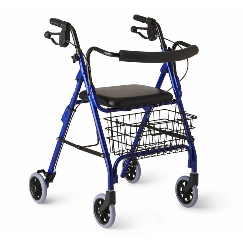 Medline Deluxe Rollator with Curved Back - Blue