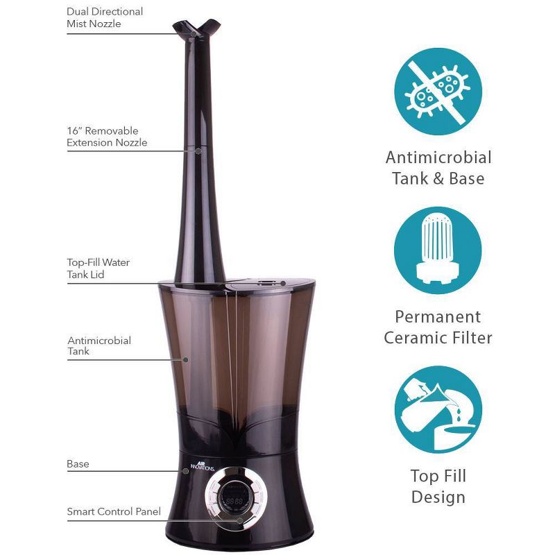 Air Innovations 1.6 Gal Top-Fill Ultrasonic Humidifier with Aroma Tray Black