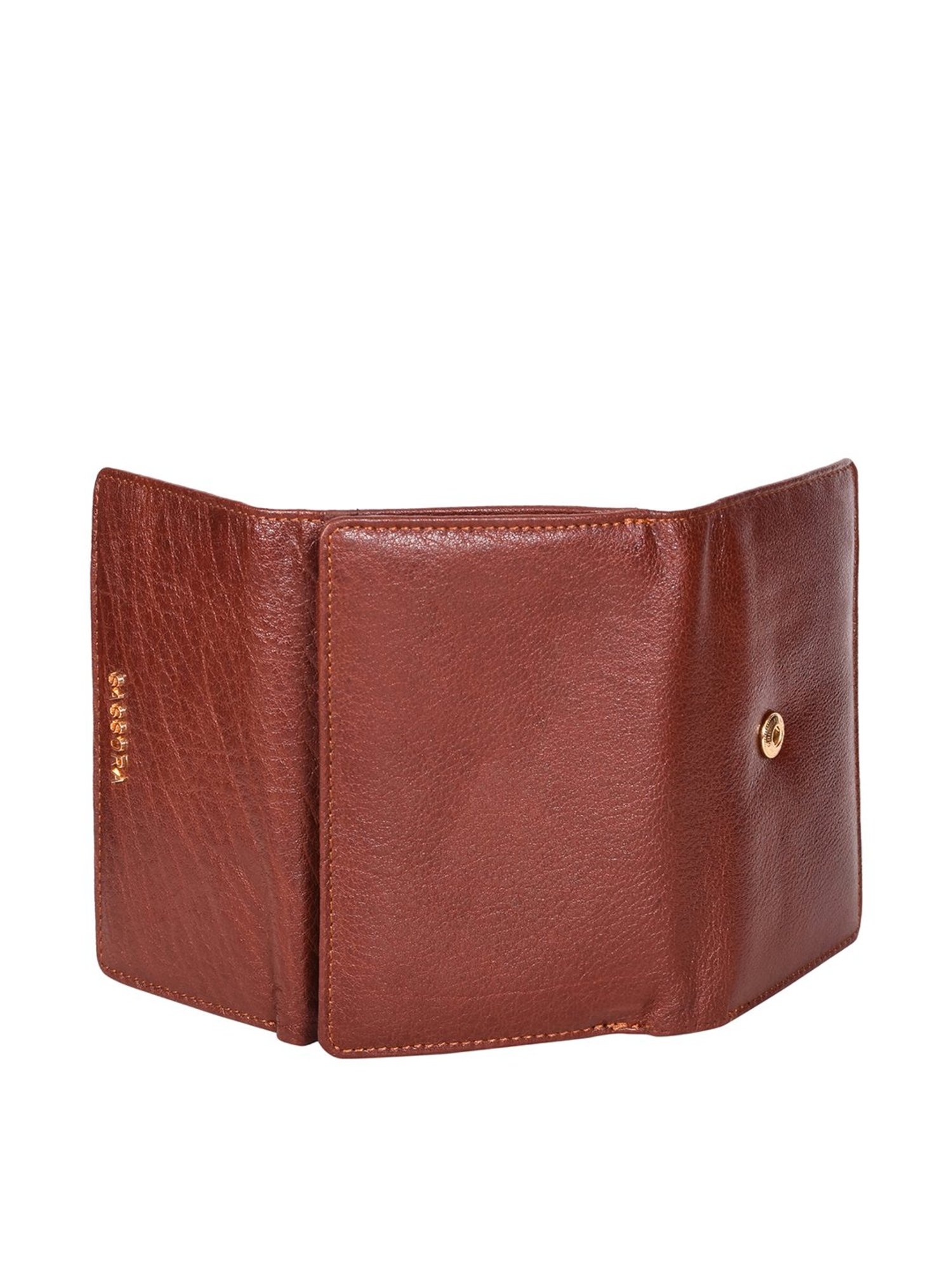 SASSORA Brown Solid Rfid Tri-Fold Wallet for Women