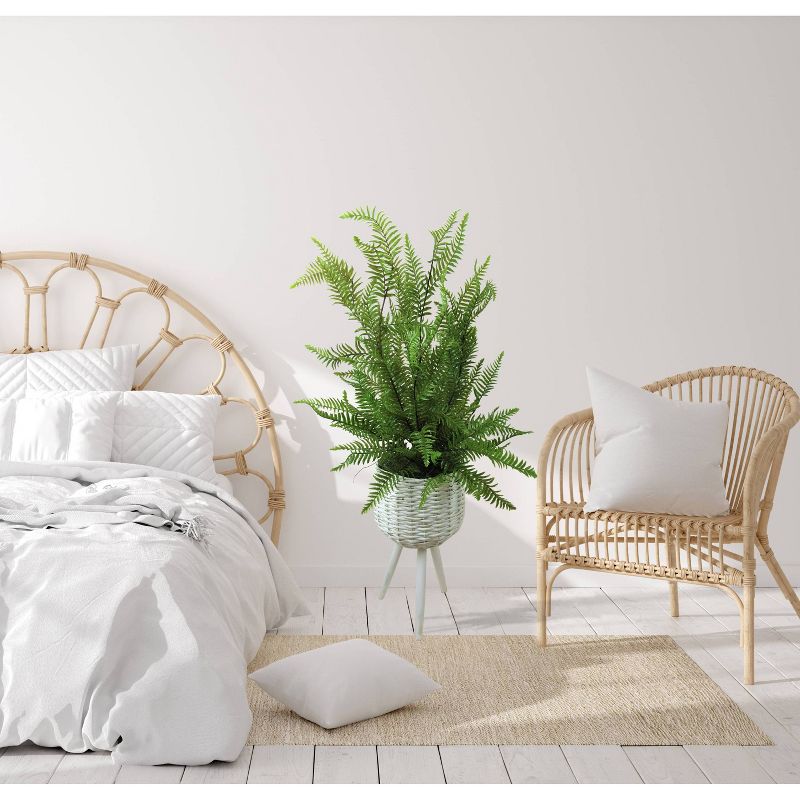 46" x 18" Artificial Sword Fern Plant in Basket Stand - LCG Florals