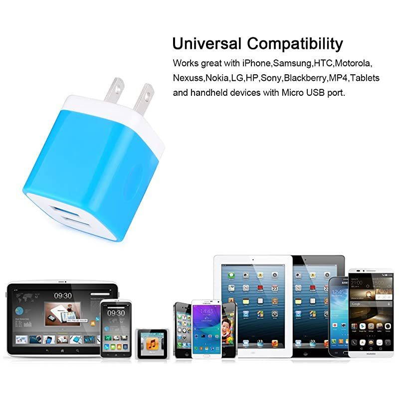 Wall Charger,  3-Pack Dual Port USB Home Travel Wall Charger Plug Compatible with iPhone X,8,7 Plus,6 Plus, Tablet, Samsung Galaxy S10,S10+,S9,S8, S7, S6 Edge, HTC, LG, Sony, and More