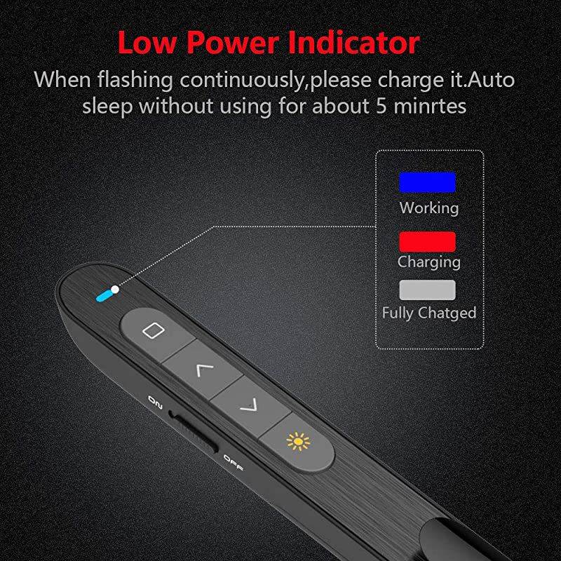 N27 Laser Pointer for Presentation Clicker Hyperlink Volume Control PPT PowerPoint Clicker with Laser Pointer Presentation Remote Clicker Slide Advancer 24GHz Black