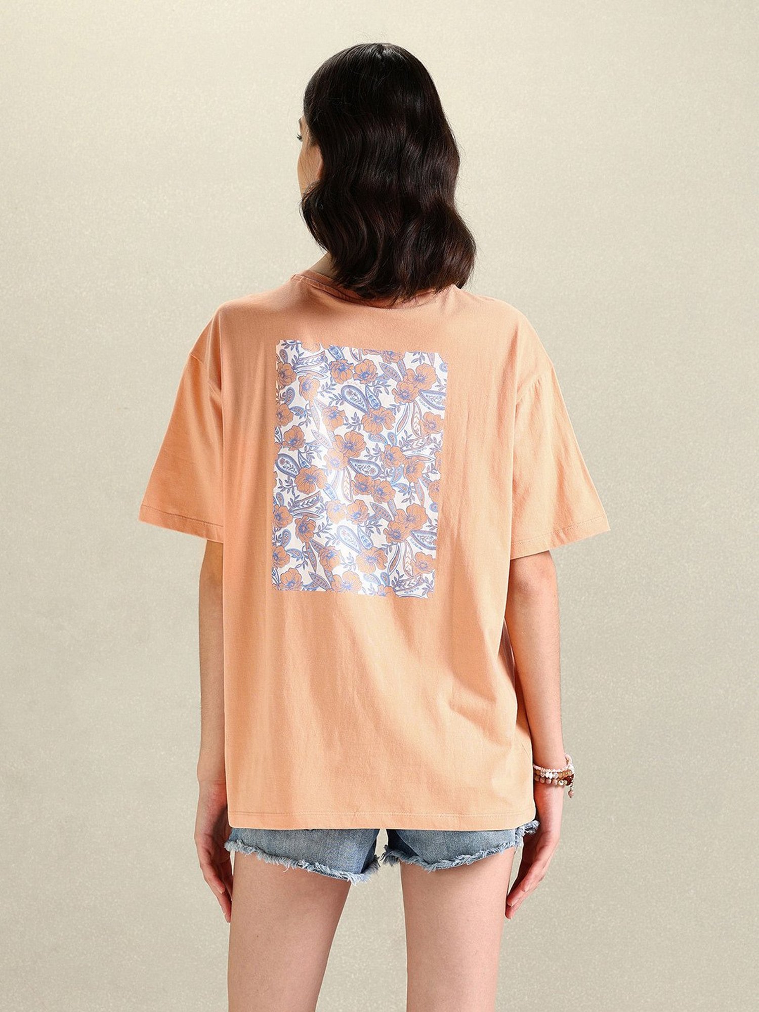 U.S. Polo Assn. Peach Cotton Graphic Print T-Shirt