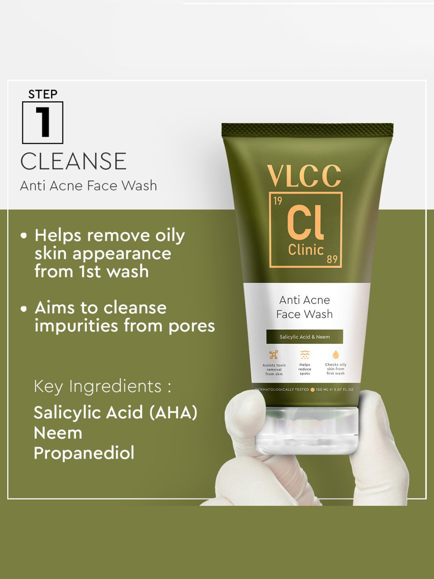 VLCC Clinic Anti Acne Face Wash, ProRescue Micro Serum & Bio Cream Combo