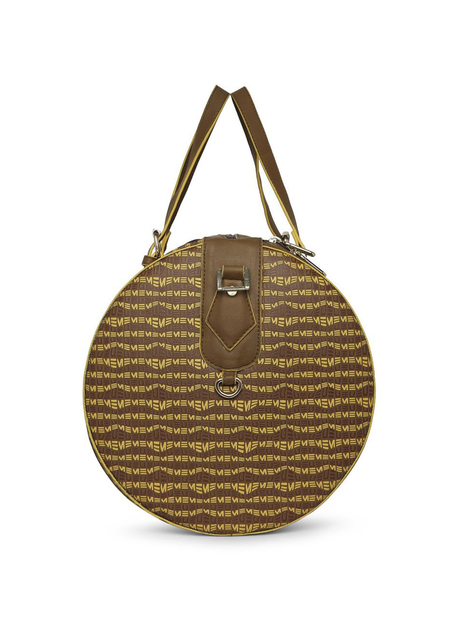 Eume Dragonfly Rubber Brown Leather Printed Duffle Bag