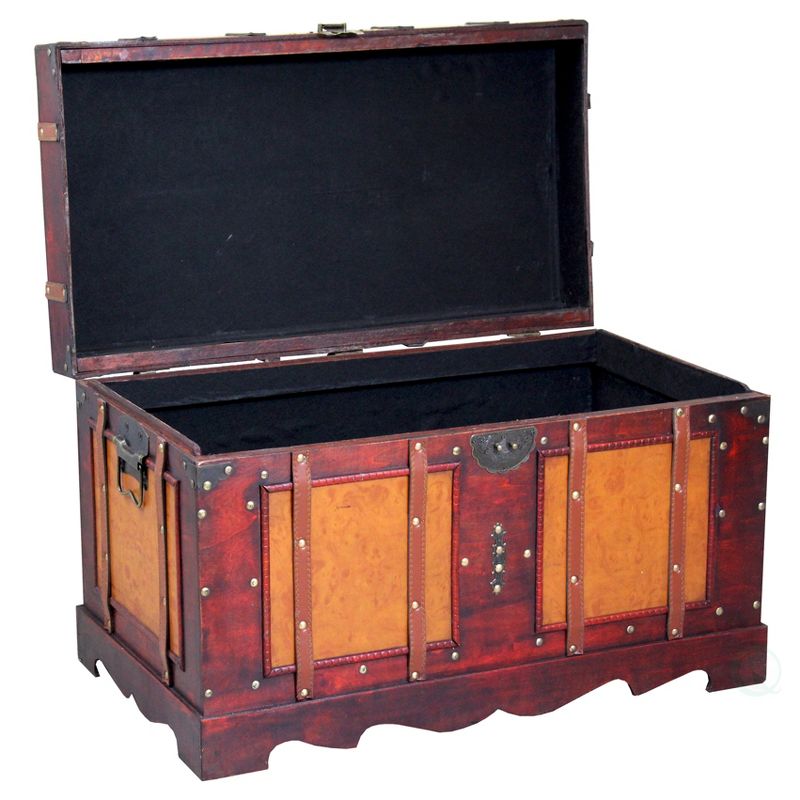 Vintiquewise Large Antique Style Steamer Trunk, Decorative Storage Box