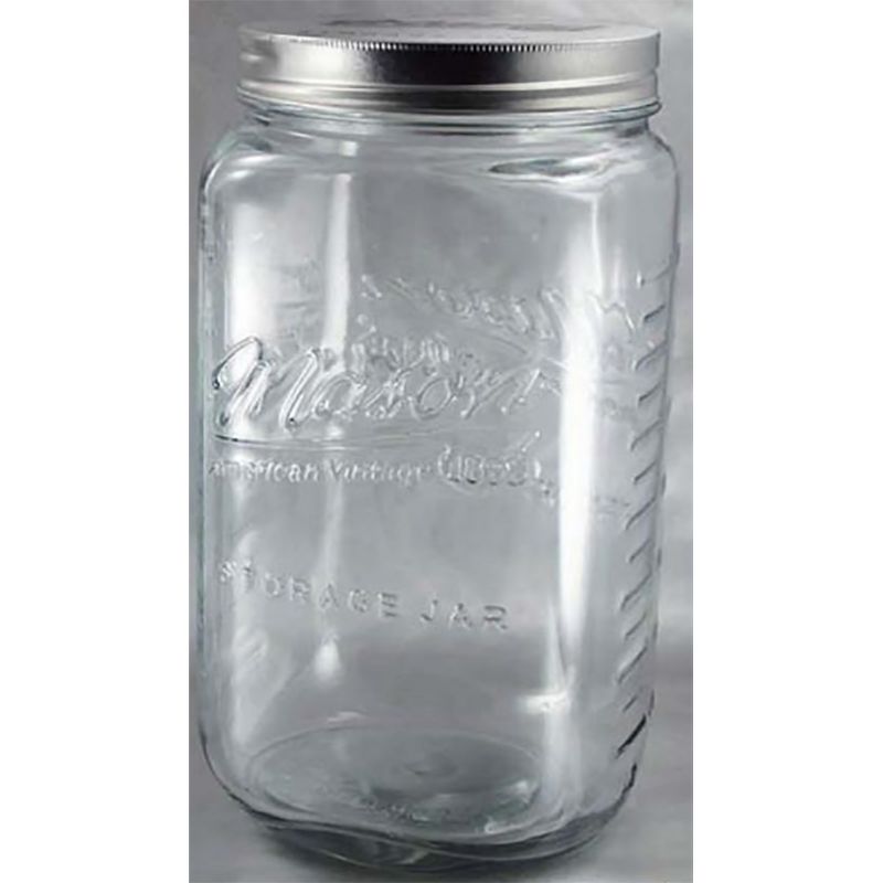 Grant Howard 51093 170 Ounce Classic Wide Mouthed Embossed Glass Mason Storage Jar Storage Container with Airtight Screw On Closing Lid