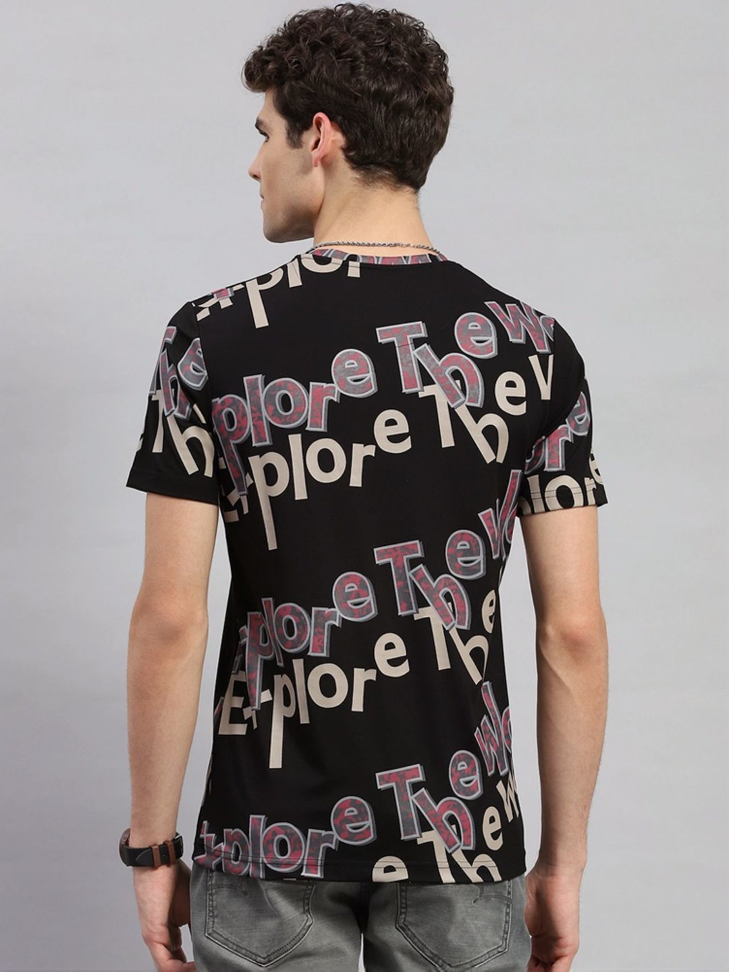 Monte Carlo Black Regular Fit Printed T-Shirt