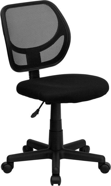 Low Back Black Mesh Swivel Task Office Chair with Curved Square Back
