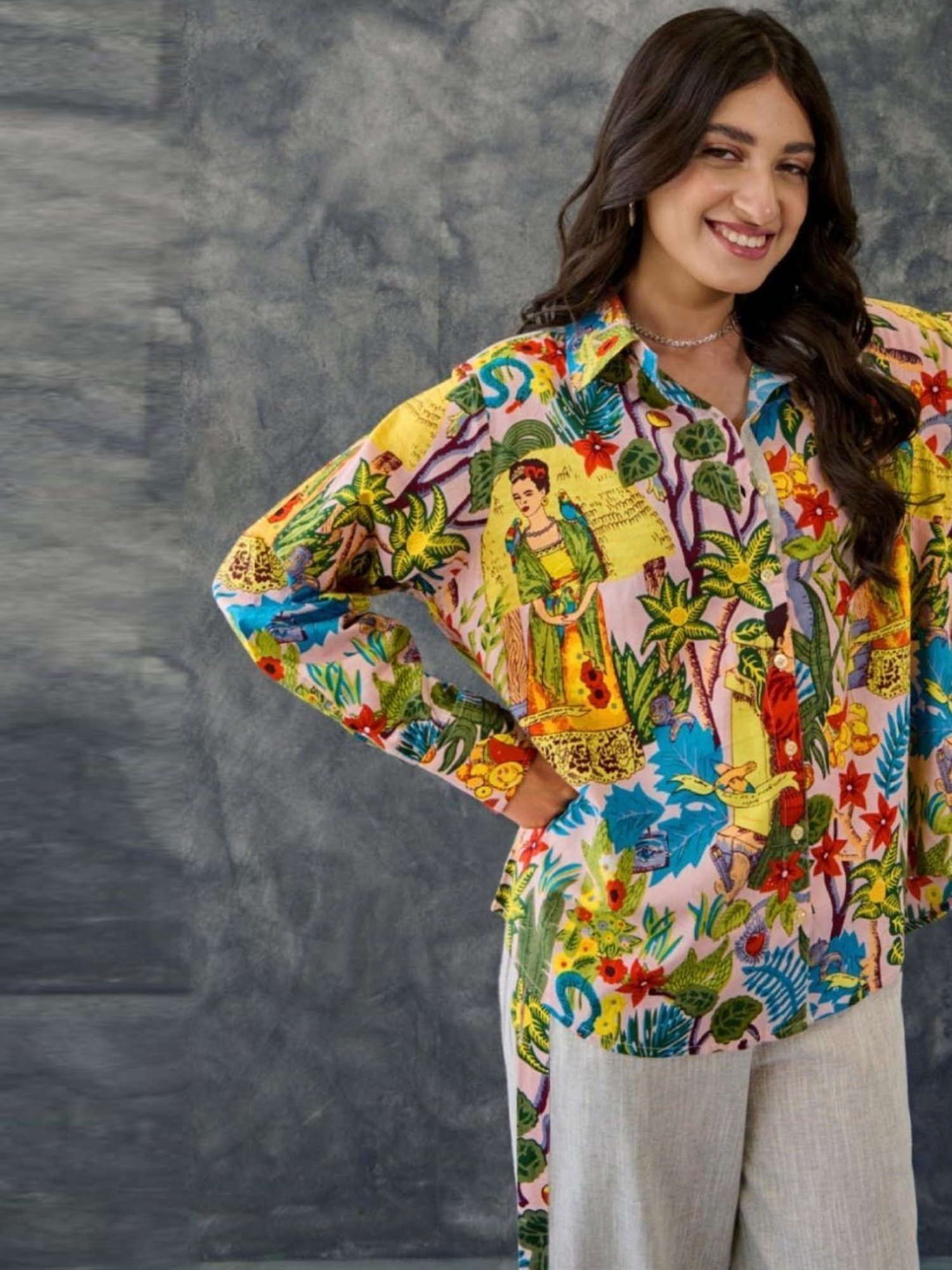 Gulaal Pink Frida Printed Shirt