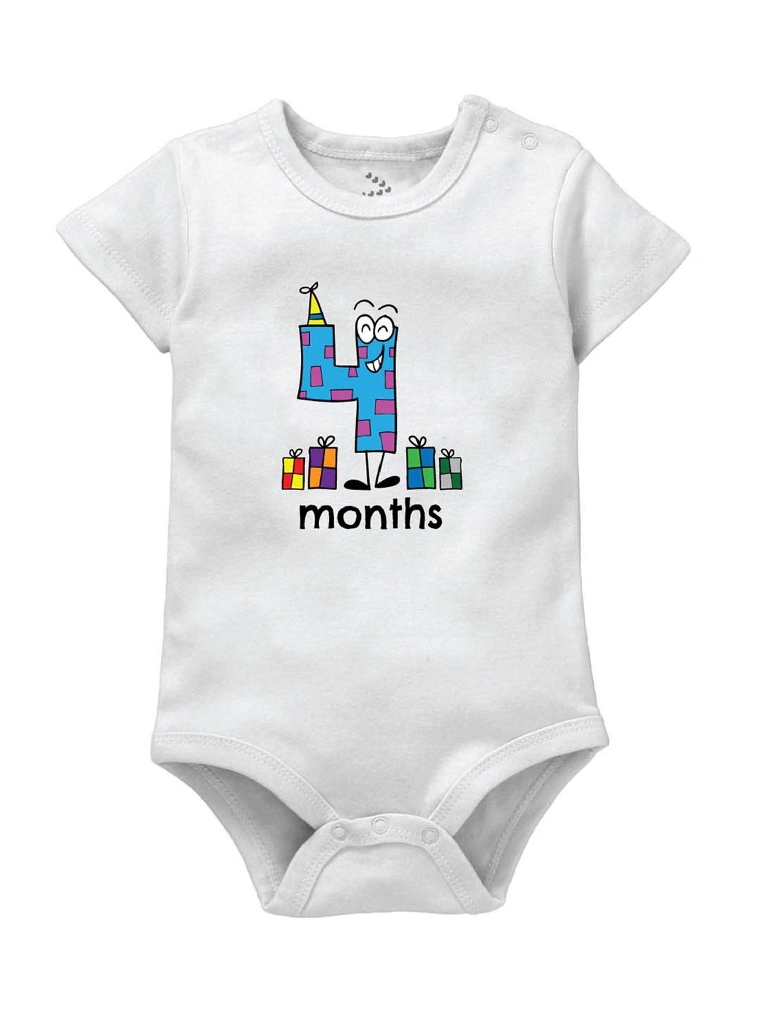 Zeezeezoo Kids White Cotton Printed Onesie