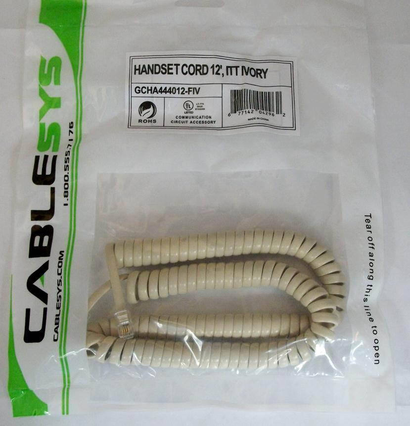 GCHA444012-FIV / 12  IVORY Handset Cord