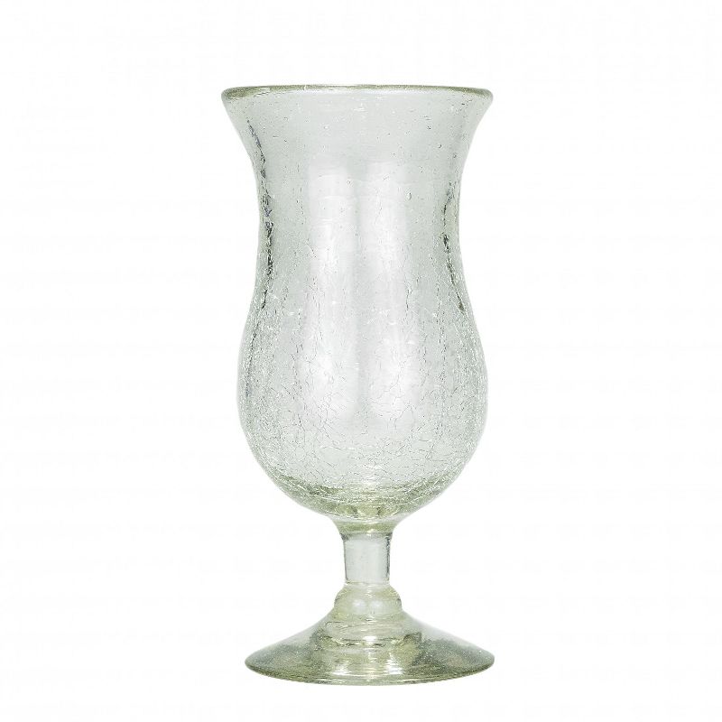 Amici Home Clear Crackle Authentic Mexican Handmade Hurricane Glasses, 16oz, Set of 4