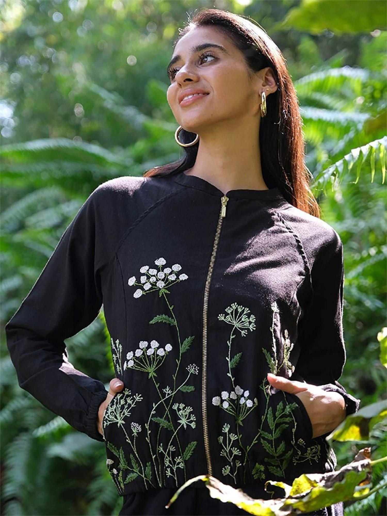 Okhai Stellato Black Pure Cotton Hand Embroidered Jacket