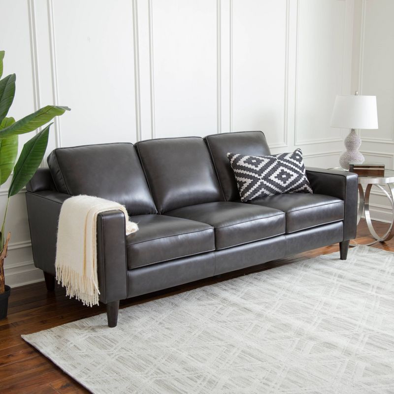 Olivia Top Grain Leather Sofa Gray - Abbyson Living