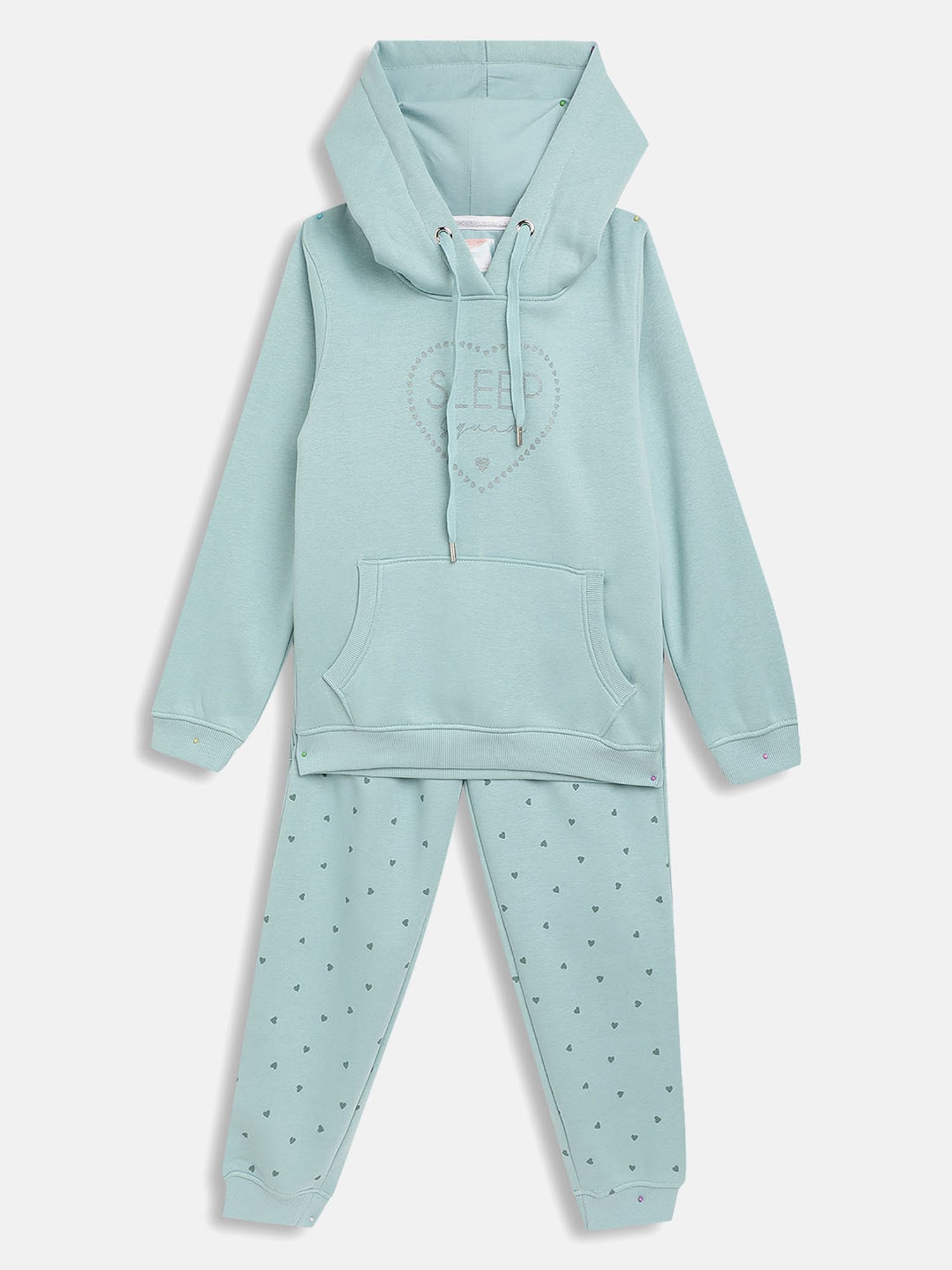METTLE Kids Light Blue Printed Full Sleeves Sweatshirt with Joggers
