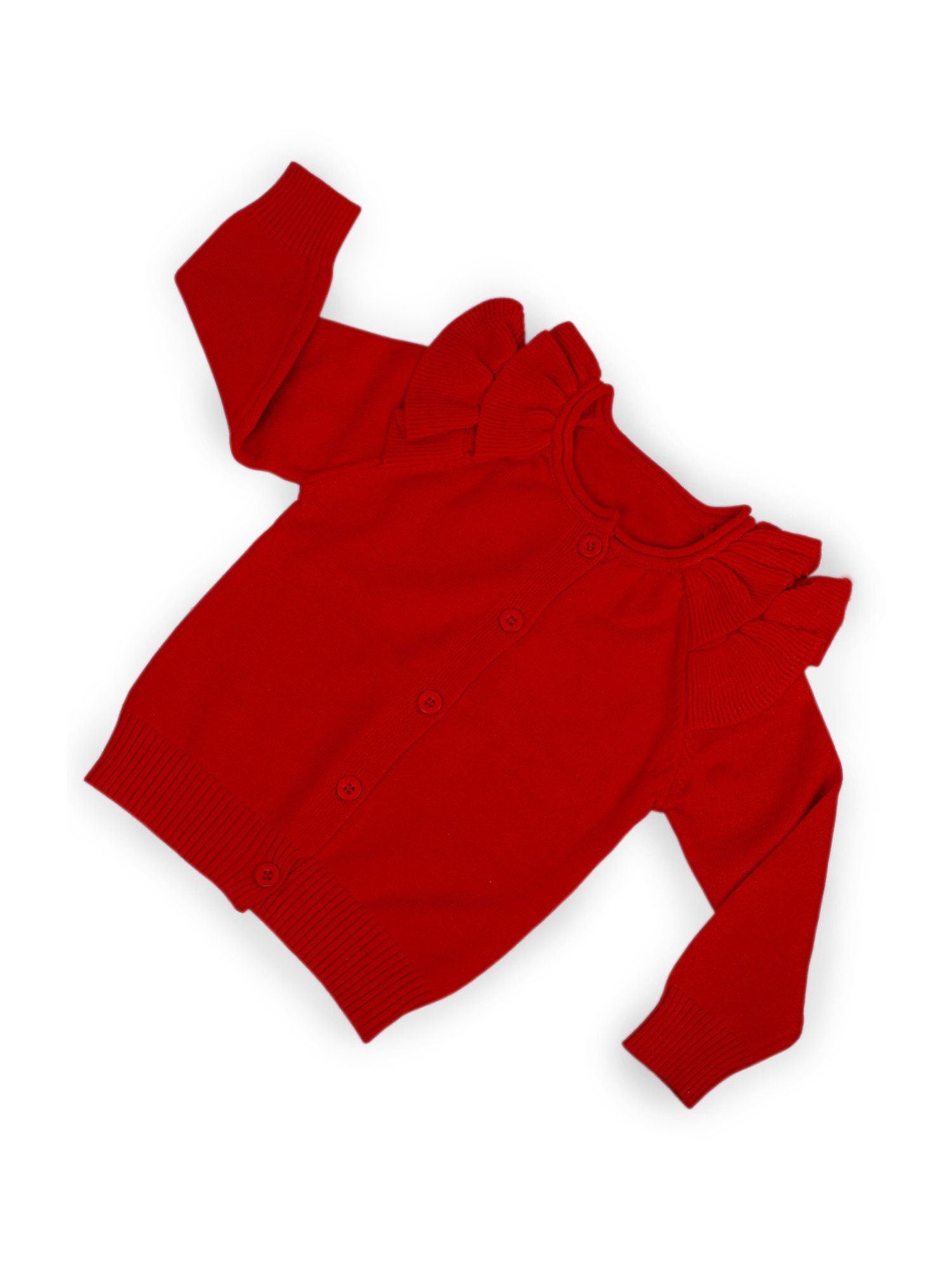 Baby Moo Kids Red Regular Fit Full Sleeves Sweater