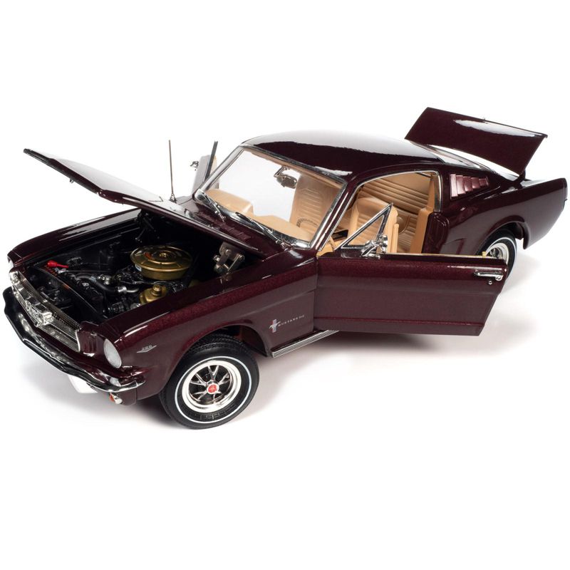 1965 Ford Mustang 2+2 Vintage Burgundy Metallic "American Muscle 30th Anniversary" 1/18 Diecast Model Car by Autoworld