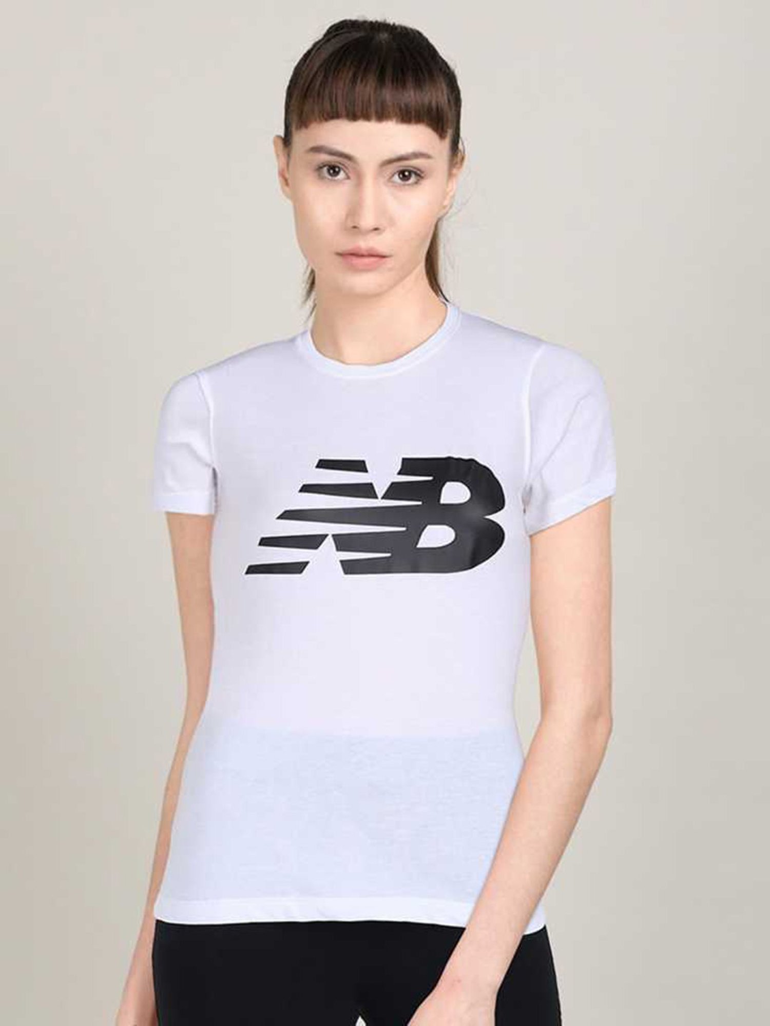 New Balance White Round Neck T-Shirt