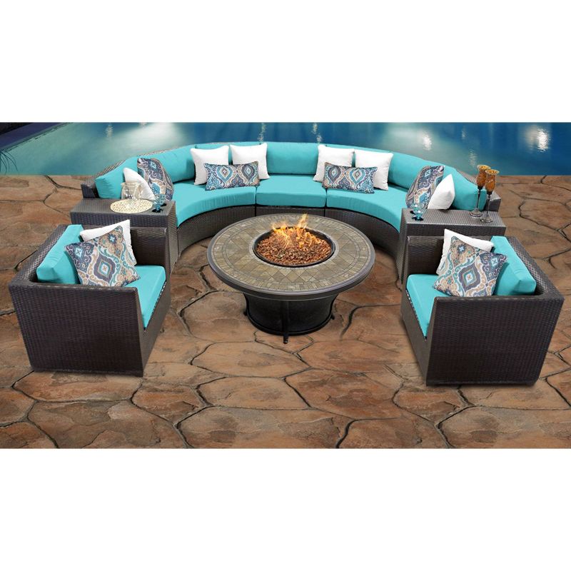 Barbados 12pc Patio Curved Sectional Seating Set with Cushions - Aruba - TK Classics