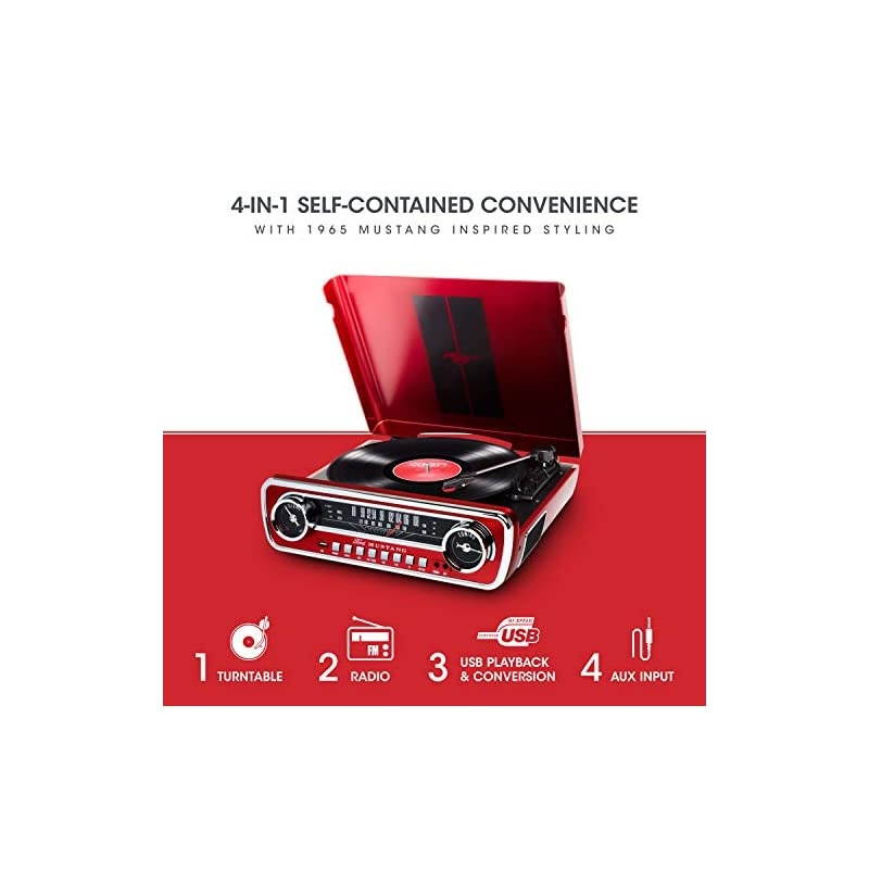 AudioFord LP4in1 Classic Car Styled Music Center Red Mustang LP