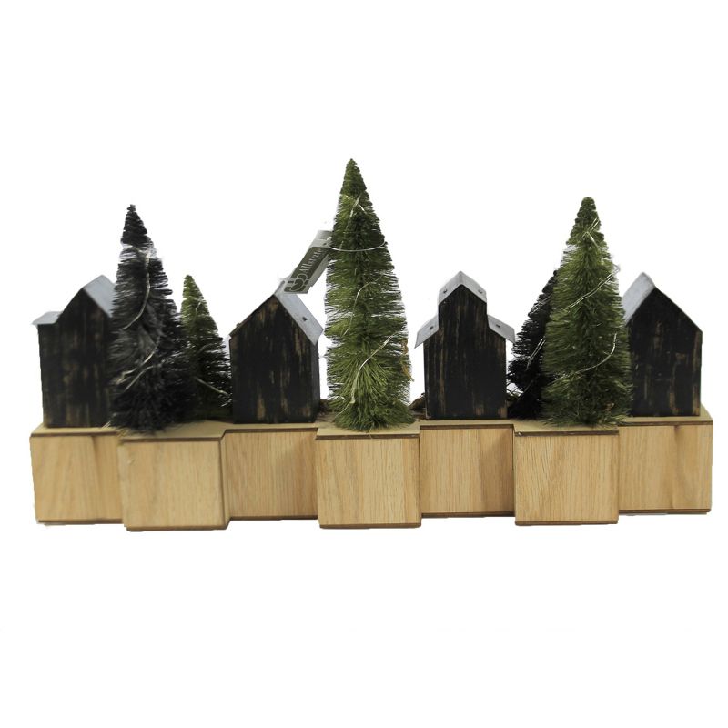 Halloween 9.75" Haunted Houses On Blocks Lighted Trees Haunted  -  Decorative Figurines