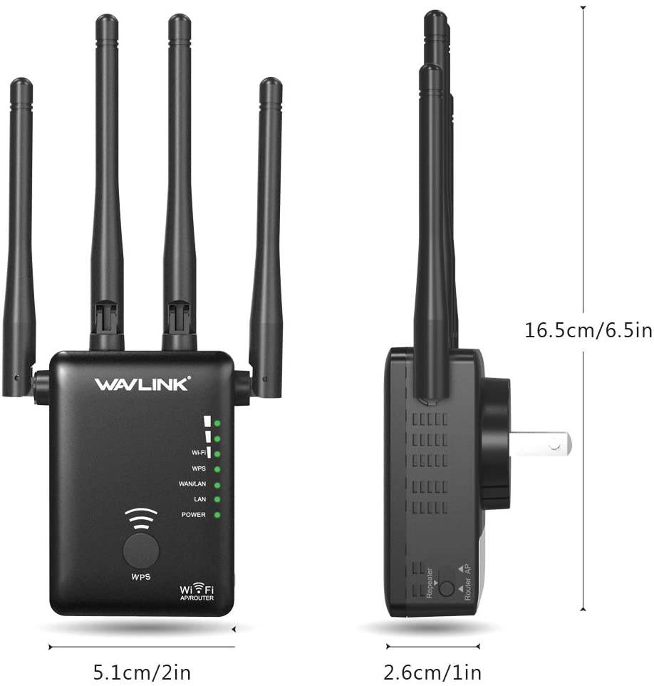 WiFi Range Extender1200Mbps Dual Band WiFi Repeater Wireless WiFi Signal Booster Compatible with Any Router Repeater/Router/Wireless Access Point Mode