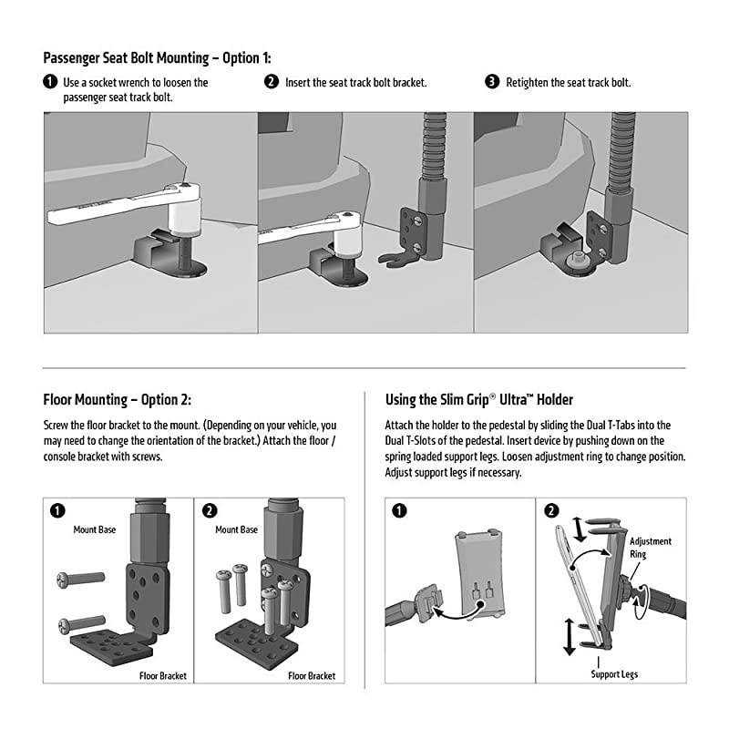 Heavy Duty Flexible 22 Aluminum gooseneck ELD Compliant car Truck Fleet Floor seat Bolt Tablet Mount for Apple iPad Air Pro Mini Microsoft Surface ProBook Verizon 7 8 10 12 Tablets