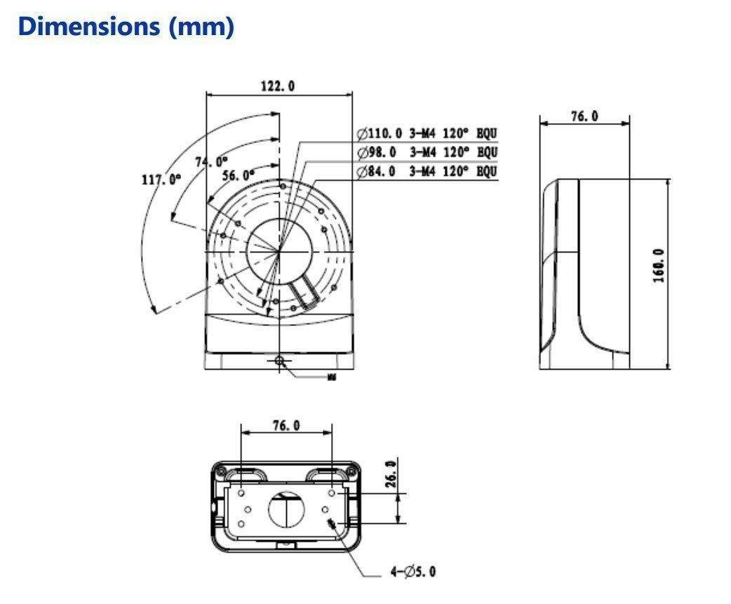 OEM DH-PFB204W Mounting Bracket Waterproof Wall Mount Bracket for Dahua Dome IP Camera, HDW4631C-A, HDBW4431R-ZS, HDBW4431R-S, HDBW4431R-AS, HDBWxxR, HDWxxR-Z, HDBWxxE, HDWxxE, HDWxxS,SD22 Series