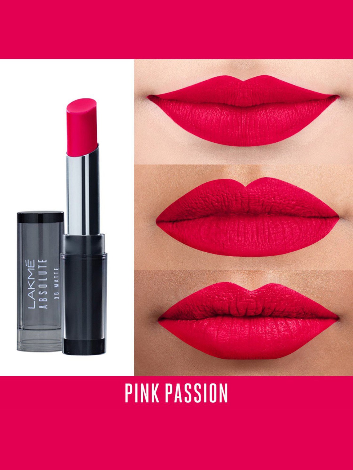 Lakme Unreal 3D Slim Bullet Lipstick Pink Passion - 3.6 gm