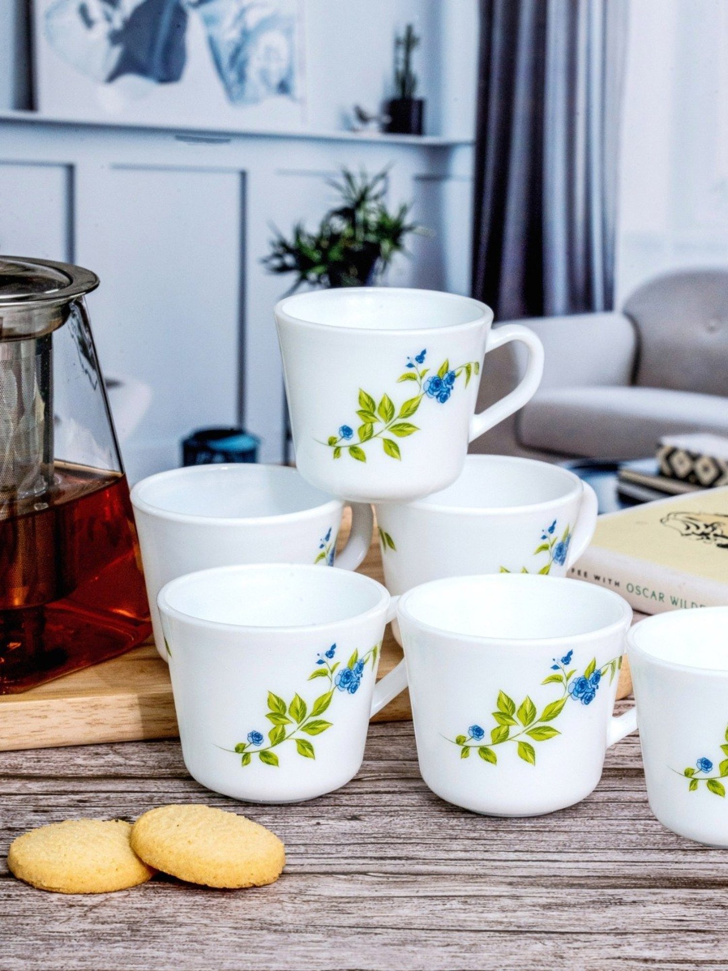 Cello White Opalware Tea & Coffee Mug - Set of 6