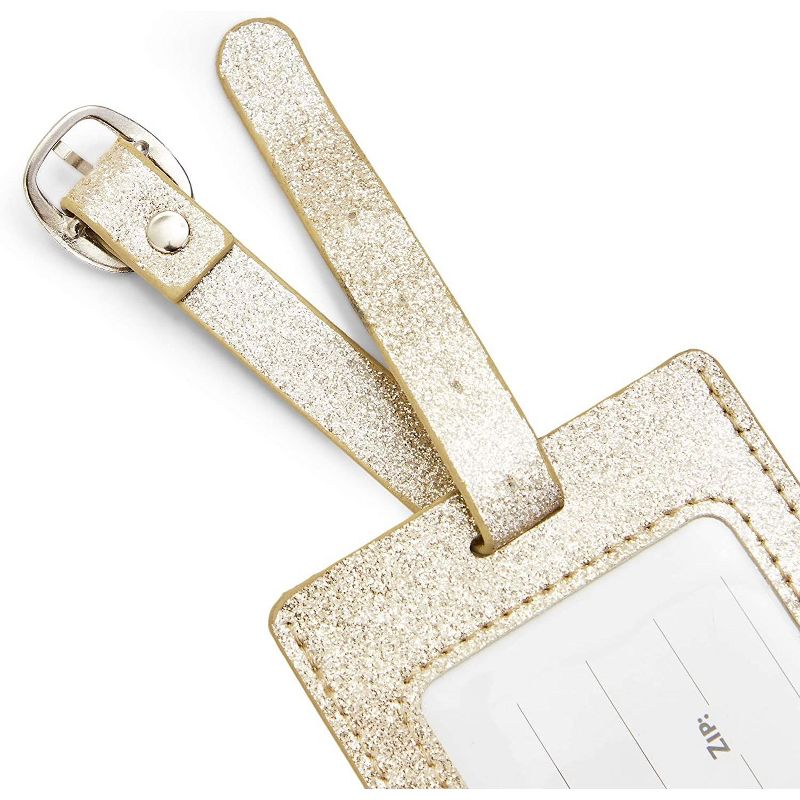 Juvale Passport Holder RFID Blocking Travel Wallet Case and Luggage Tag, PU Leather, Glitter Gold