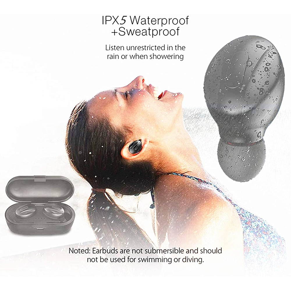 Ture Wireless Earbuds, Bluetooth 5.0 Headphones Stereo Sound Microphone Mini Wireless Earphones Running Headphones with Portable Charging Case for Sport Driving