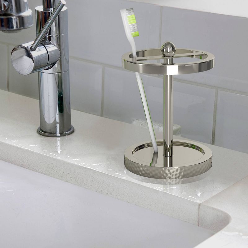 4pc Classic Hammered Metal Bath Accessory Set for Vanity Counter Tops Silver - Nu Steel