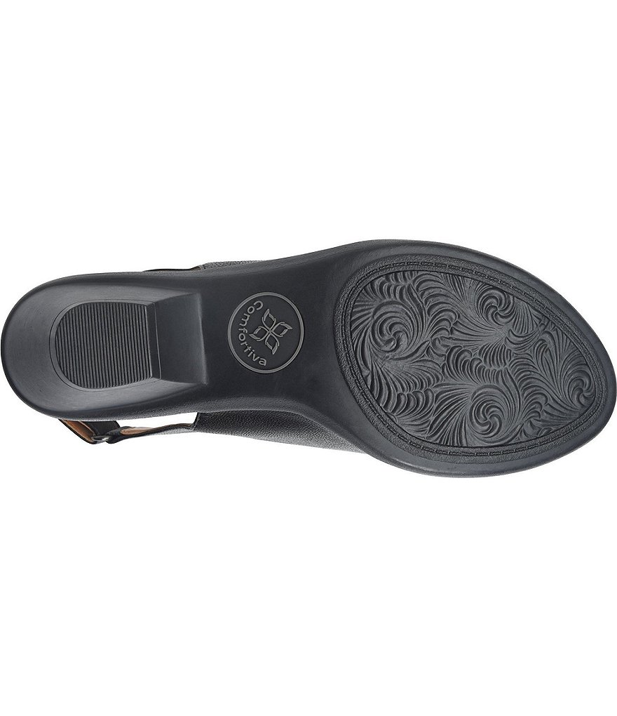 Comfortiva Faye Leather Block Heel Sandals