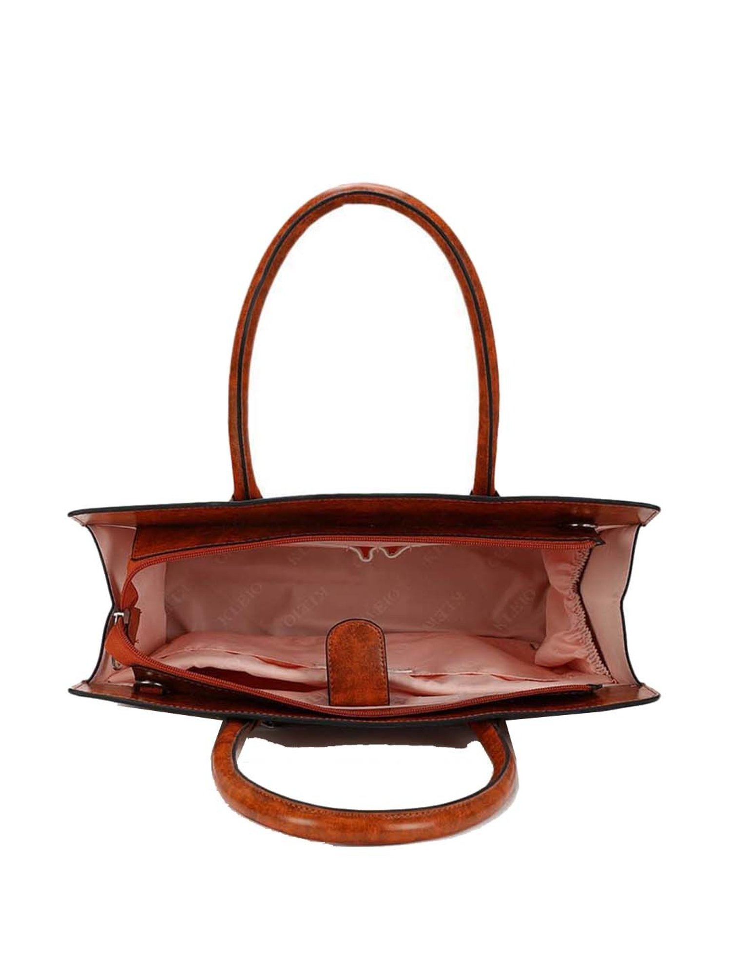 KLEIO Orange Solid Medium Tote Handbag