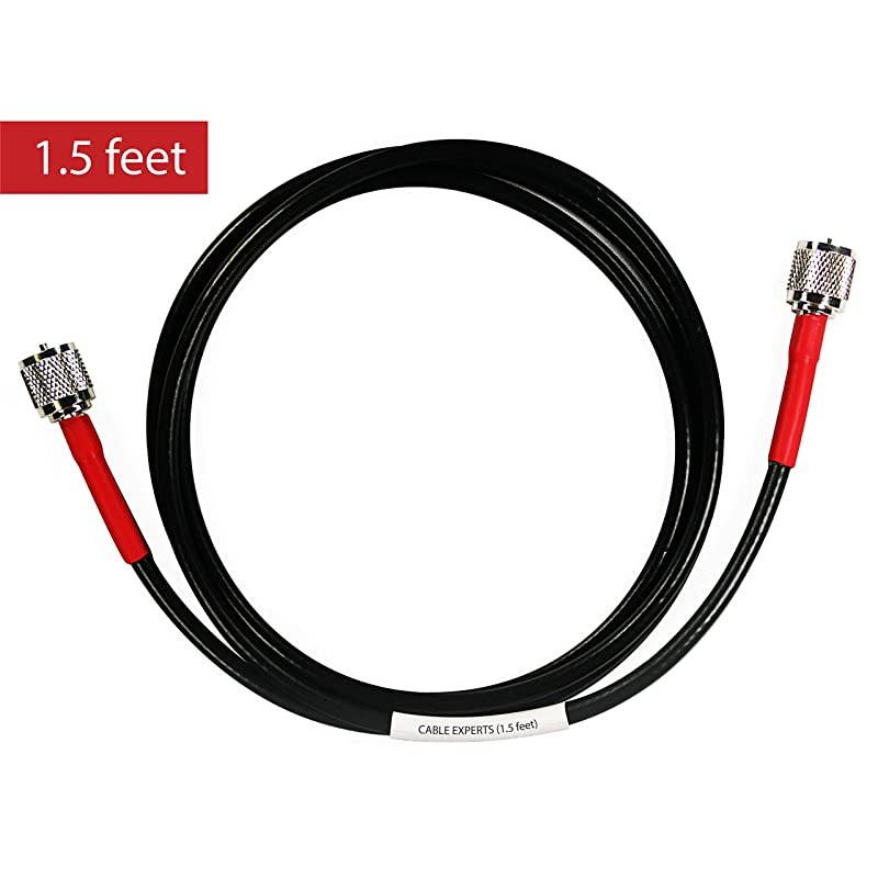 Experts RG-8X Coax - 1.5 FT PL259 M/M Connectors - Heavy Duty Indoor/Outdoor Weatherproof Jumper s - CB, Ham Radio, Short Wave Radio - HF, VHF, UHF